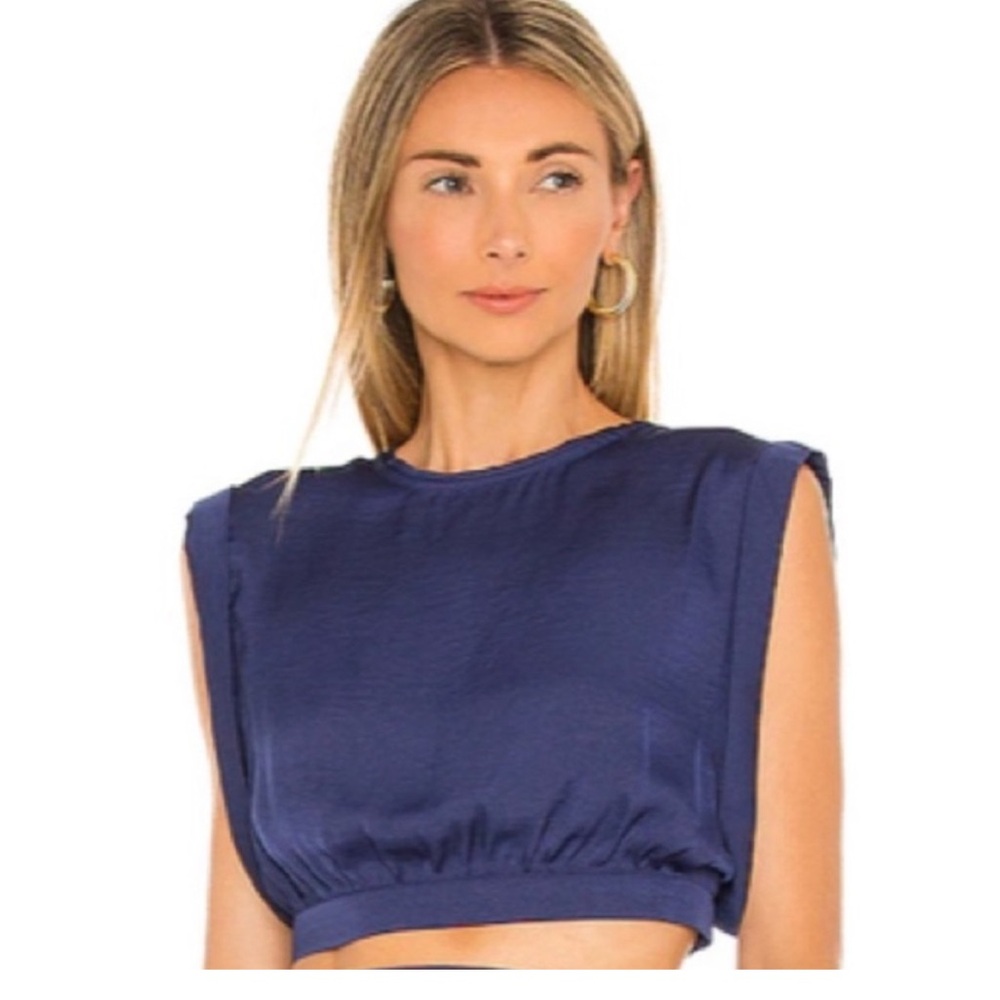 NWT Free People Remi Crop Top Large Smokey Sapphire Sleeveless Keyhole Back L - Picture 1 of 11